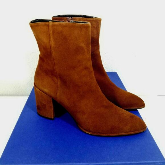 NIB Stuart Weitzman Notazzie Booties US 10 Amaretto Brown Suede Ankle Boots $575 - Picture 5 of 12